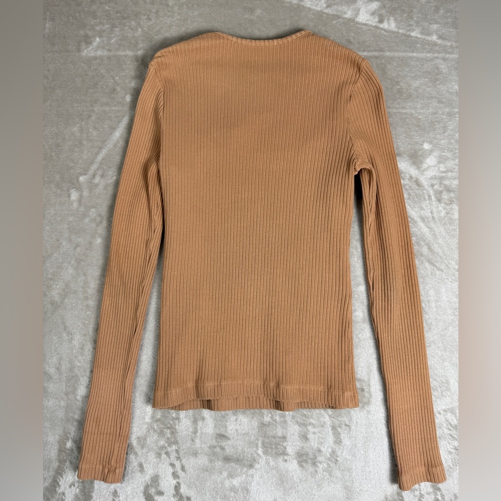 Agolde Women's Top Size Small Tan Neutral Lyza Cut Out Rib Top Classic - Picture 6 of 10
